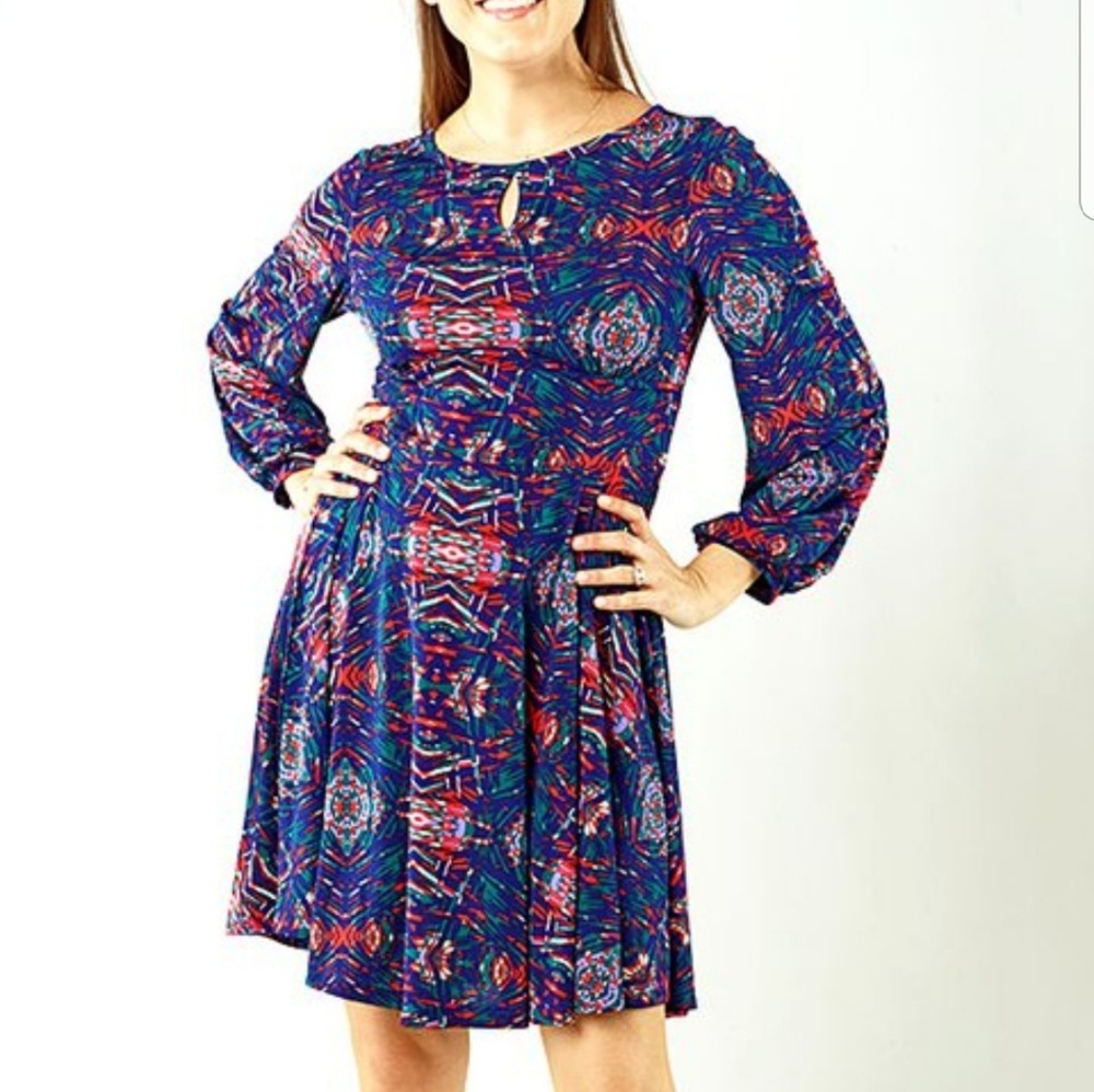 Tracy Negoshian Blue Abstract Dress